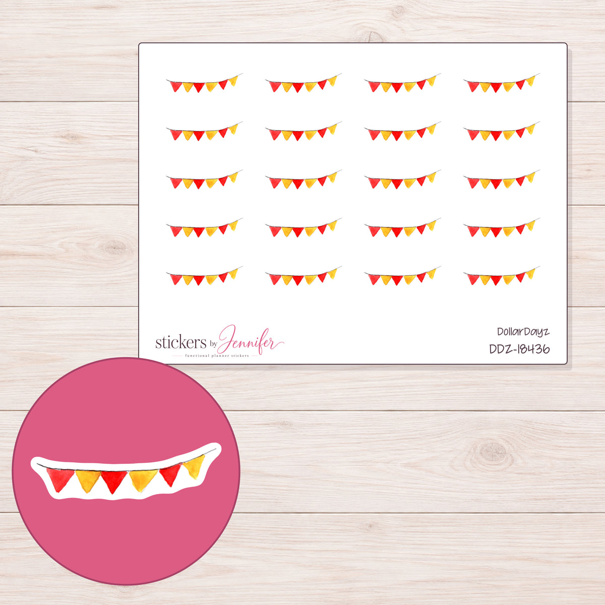 DDZ-18436 planner sticker sheet with enlarged sticker detail