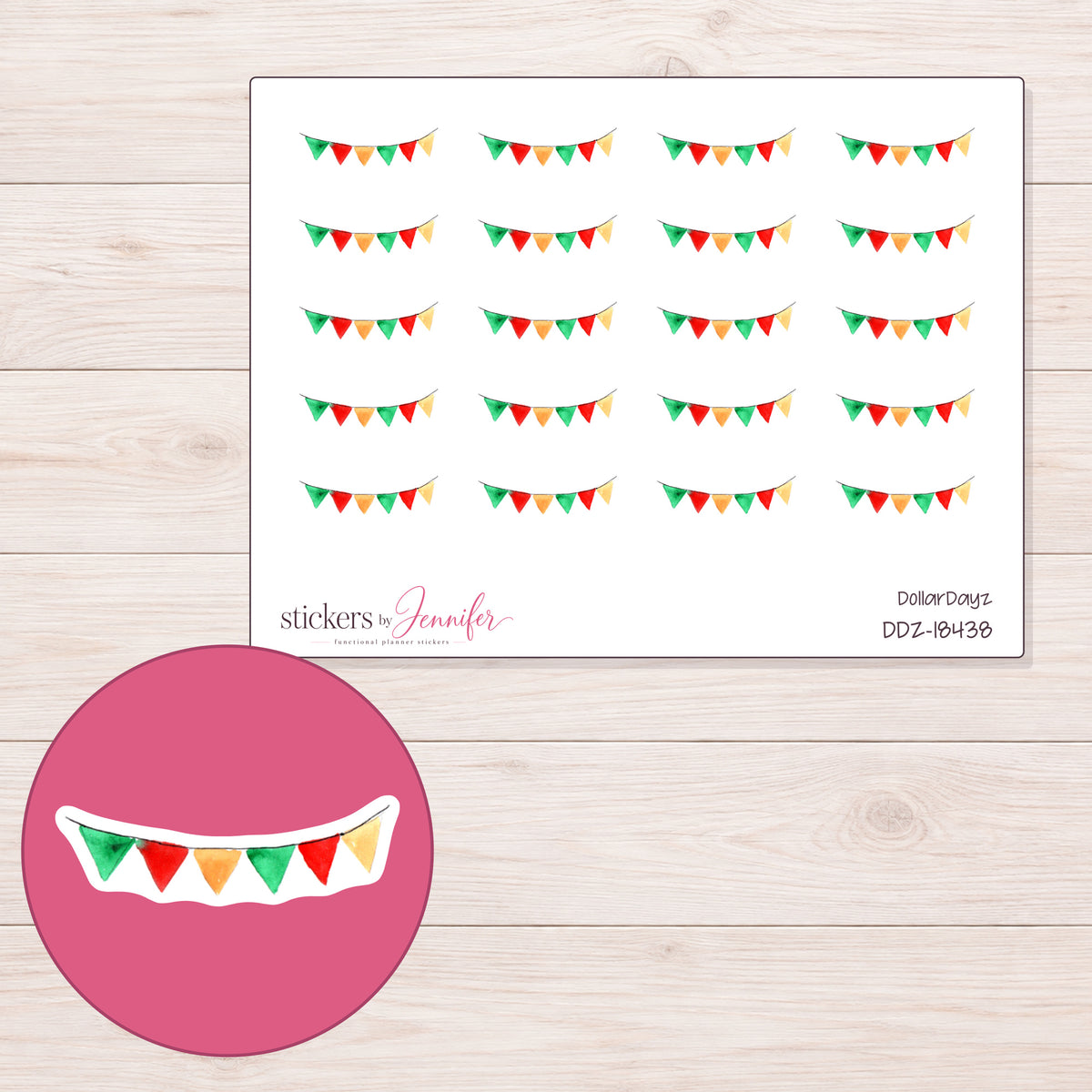 DDZ-18438 planner sticker sheet with enlarged sticker detail