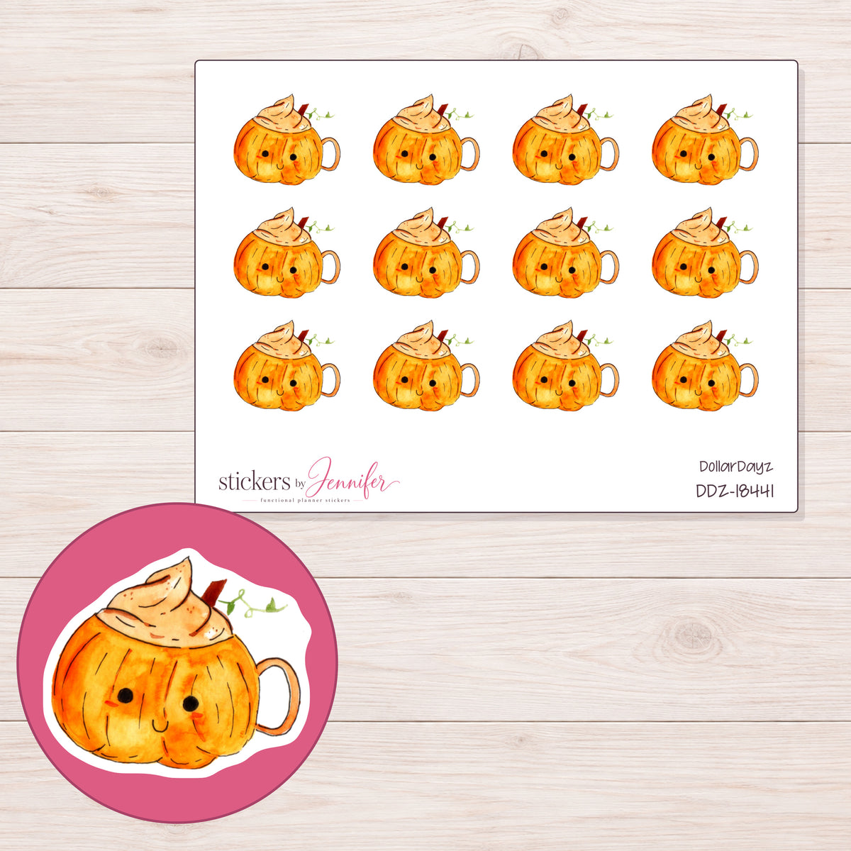 DDZ-18441 planner sticker sheet with enlarged sticker detail