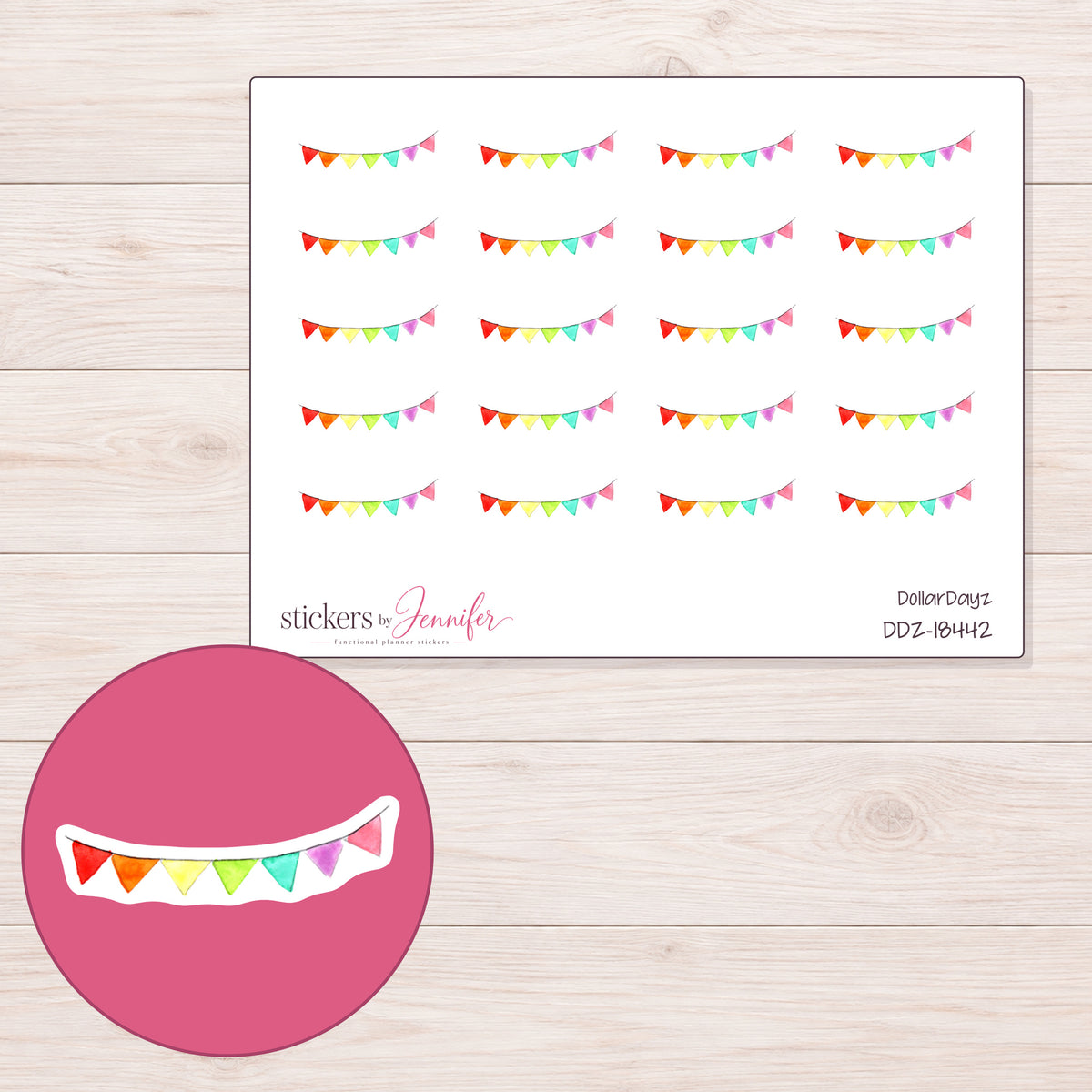 DDZ-18442 planner sticker sheet with enlarged sticker detail