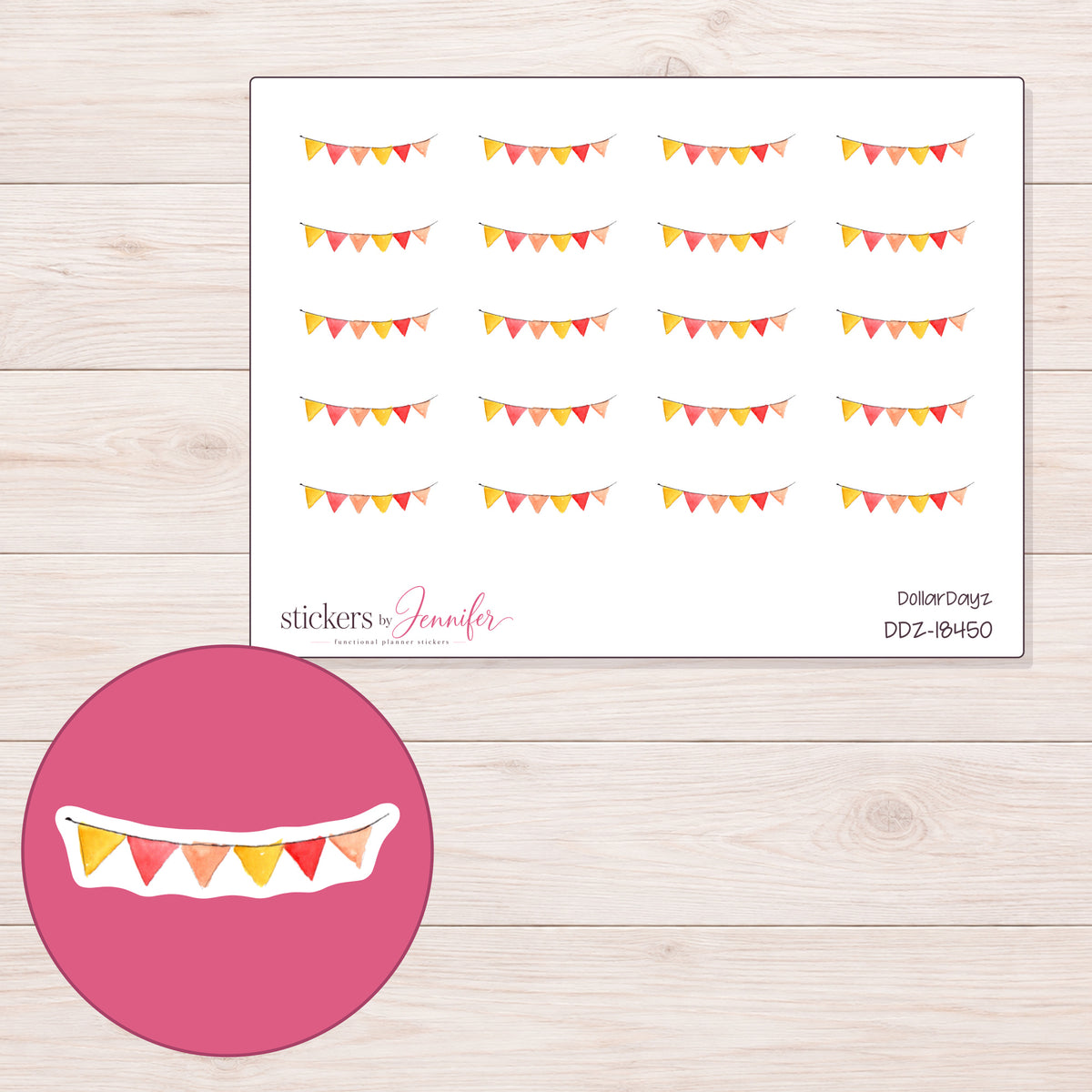 DDZ-18450 planner sticker sheet with enlarged sticker detail