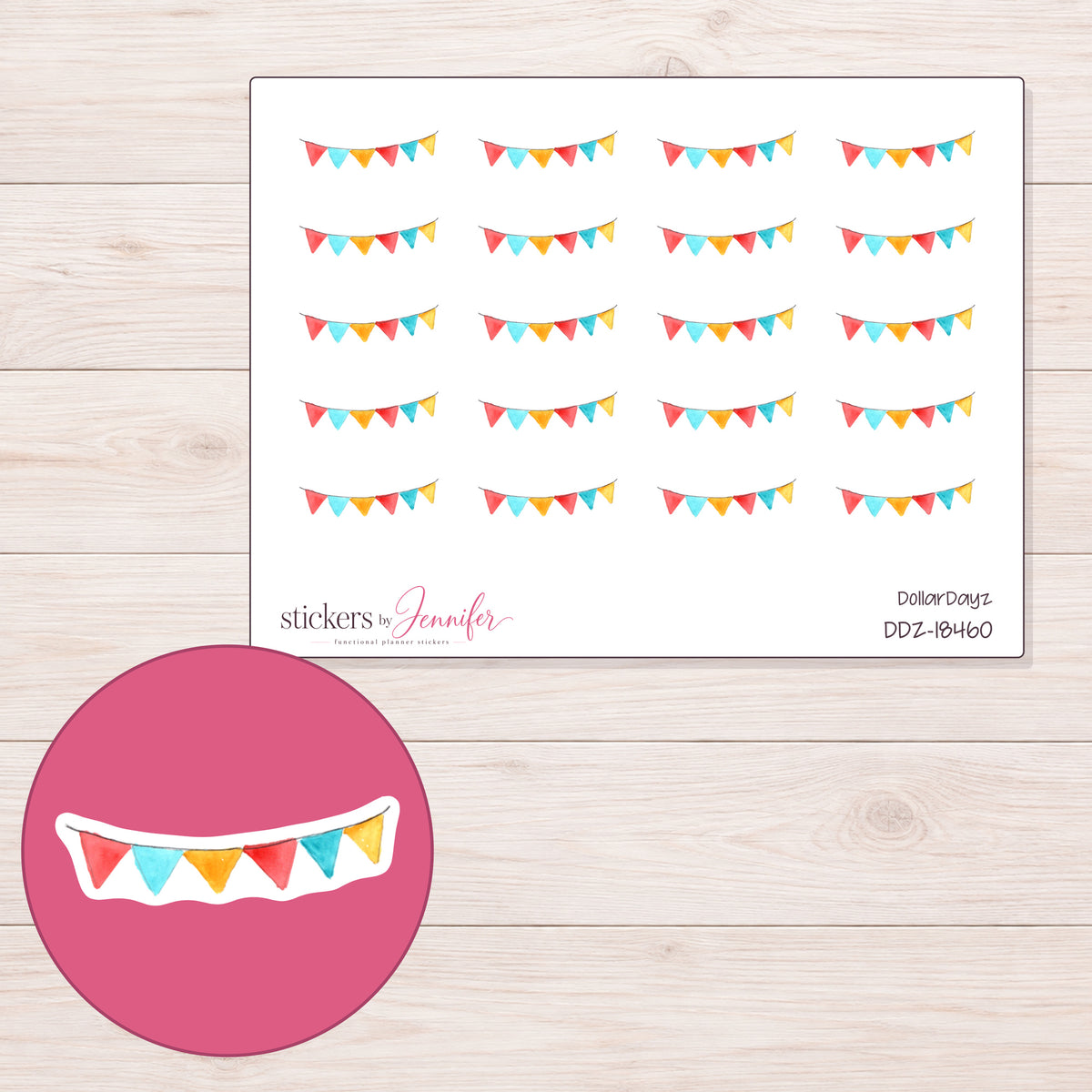 DDZ-18460 planner sticker sheet with enlarged sticker detail