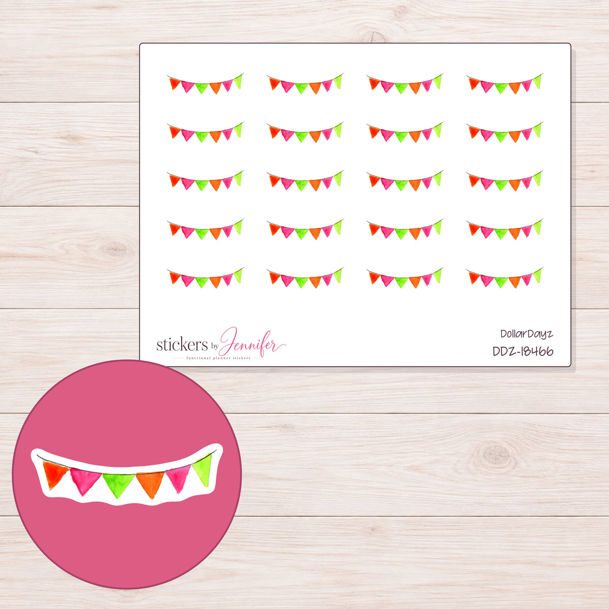 DDZ-18466 planner sticker sheet with enlarged sticker detail