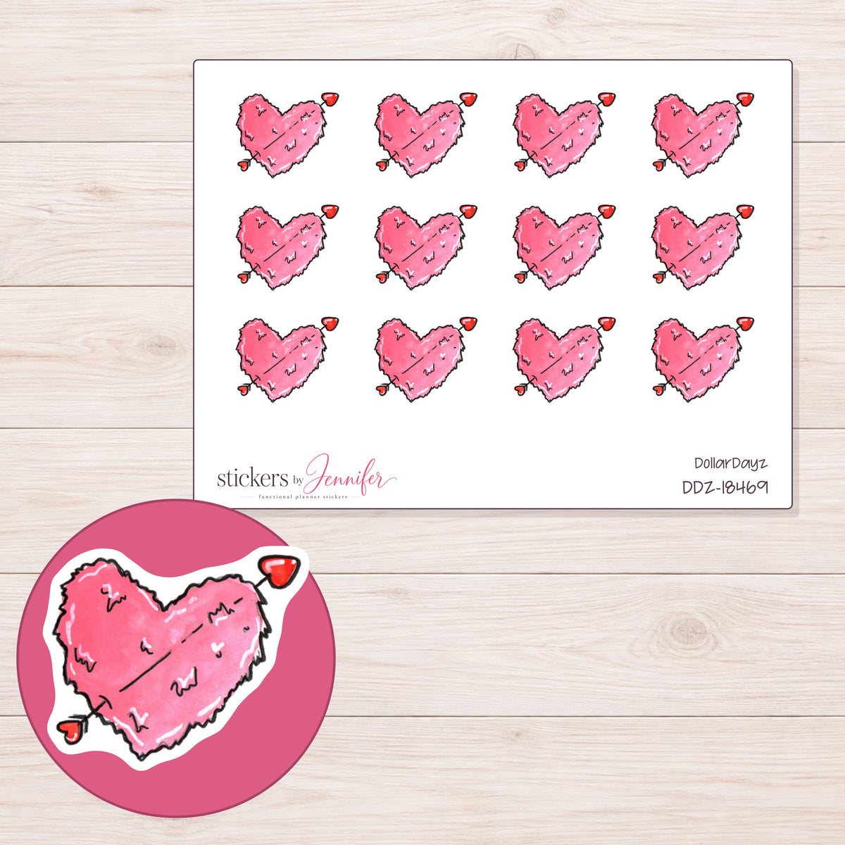 DDZ-18469 planner sticker sheet with enlarged sticker detail