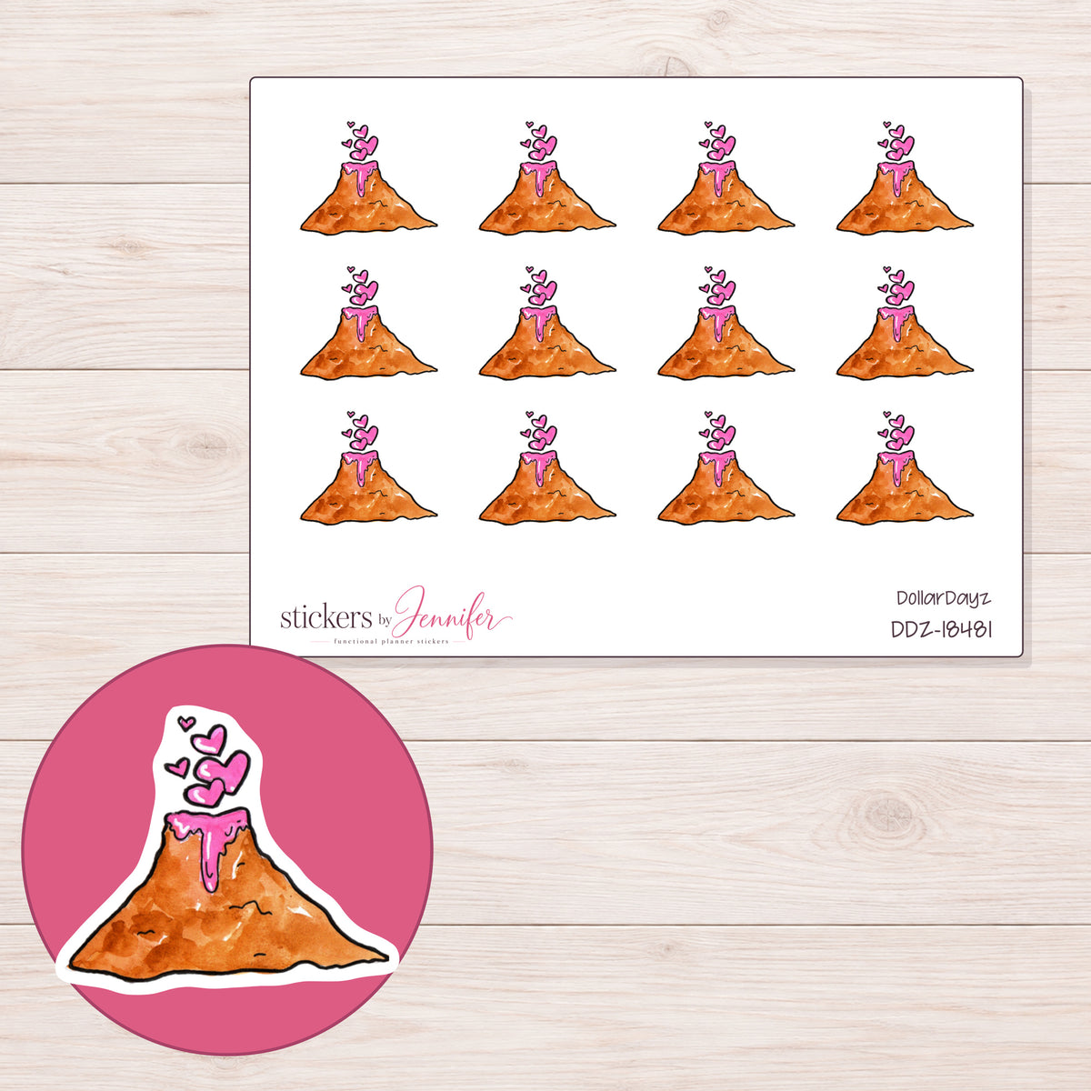 DDZ-18481 planner sticker sheet with enlarged sticker detail