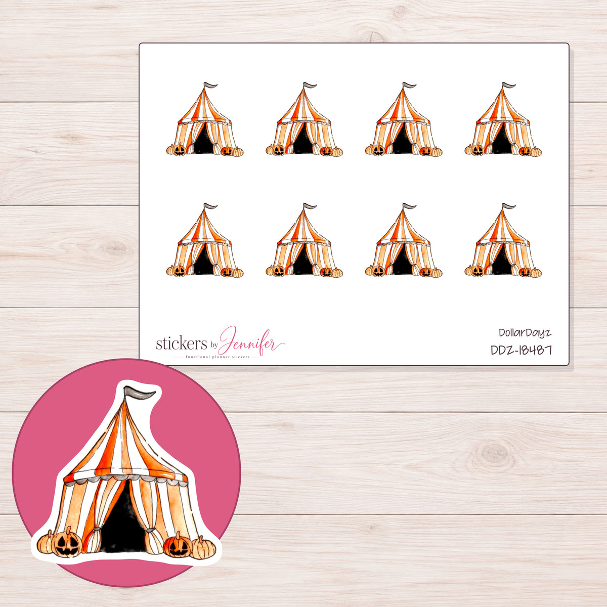 DDZ-18487 planner sticker sheet with enlarged sticker detail