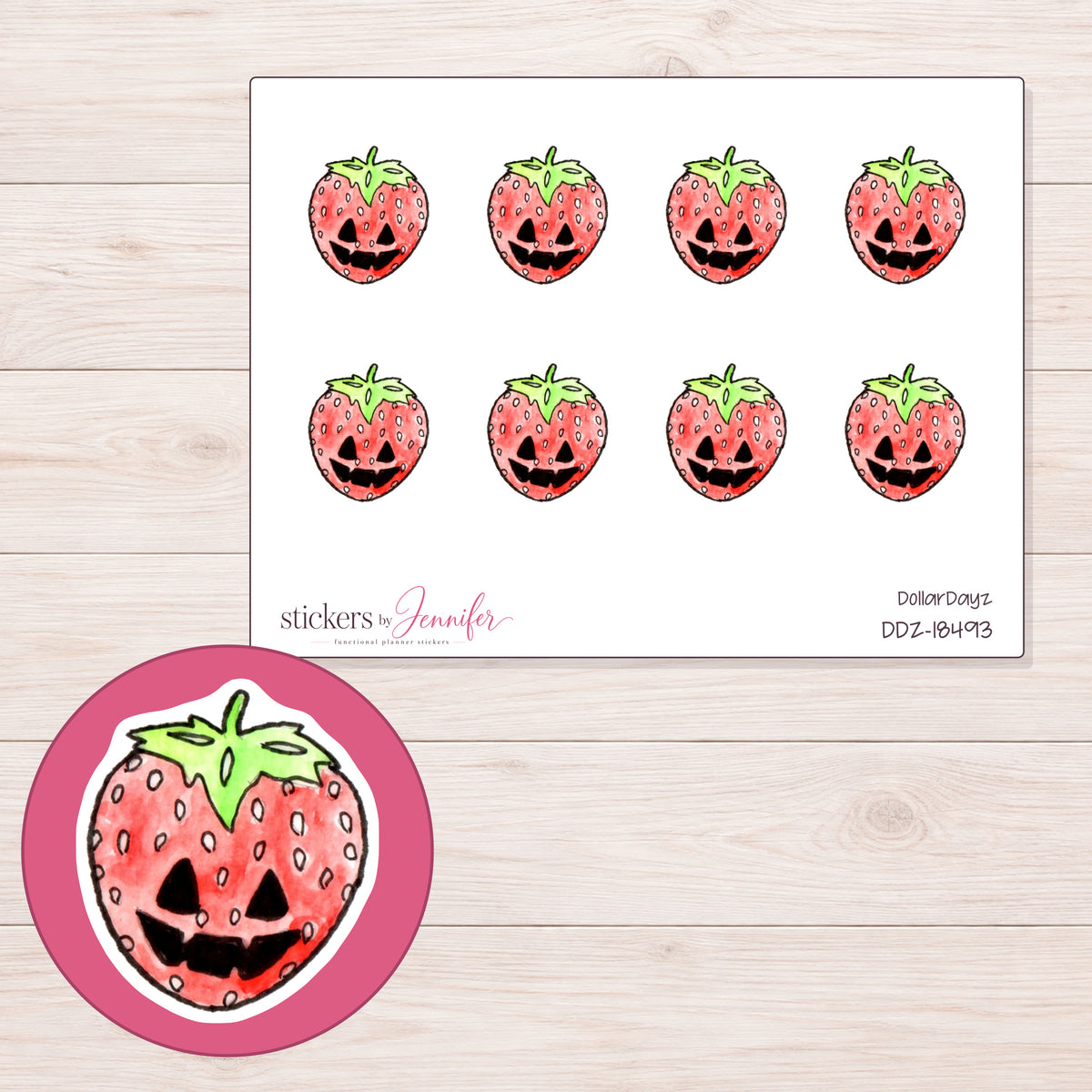 DDZ-18493 planner sticker sheet with enlarged sticker detail