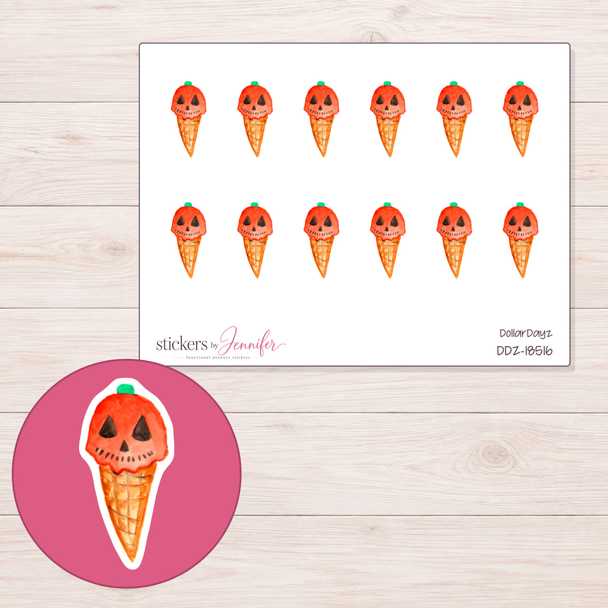 DDZ-18516 planner sticker sheet with enlarged sticker detail
