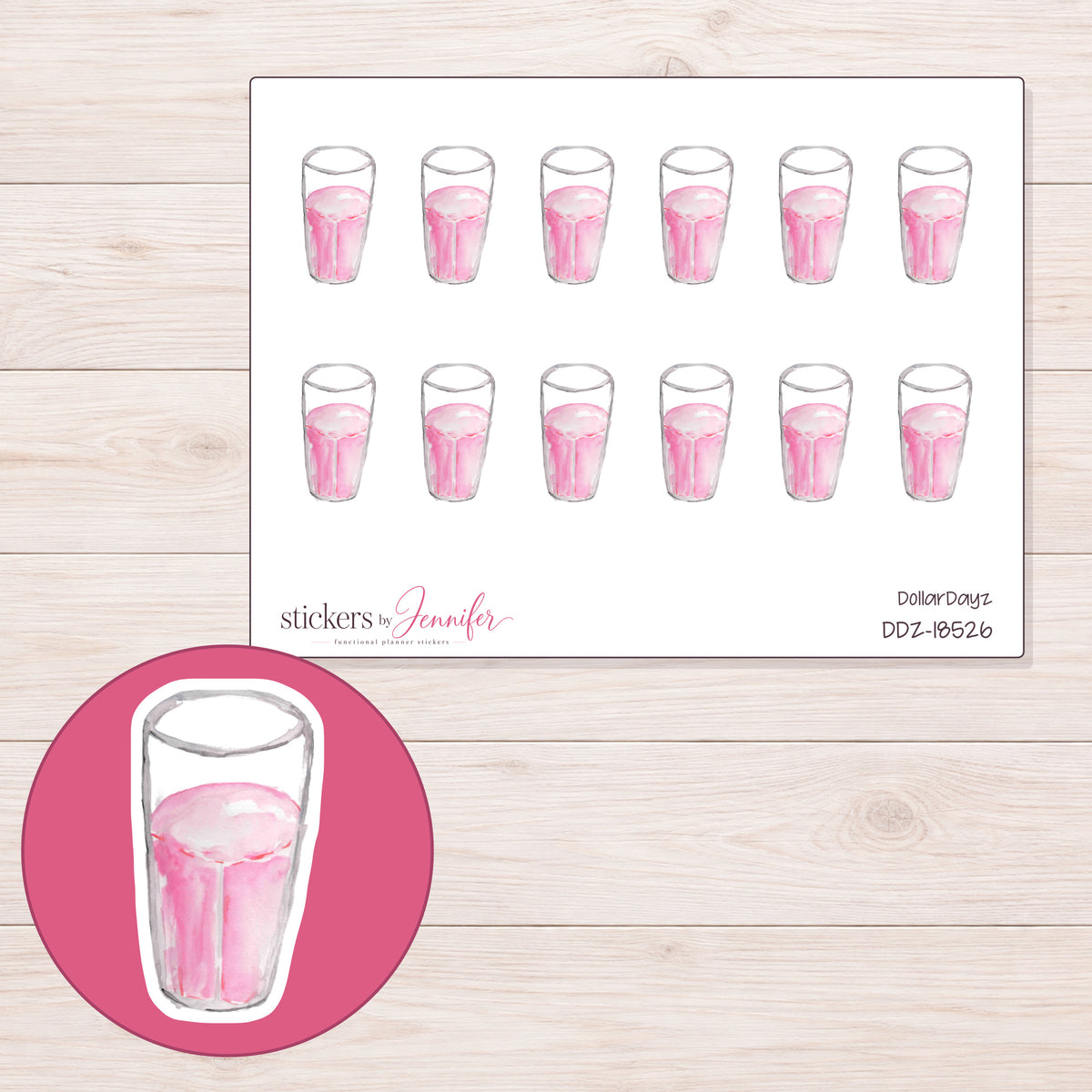 DDZ-18526 planner sticker sheet with enlarged sticker detail