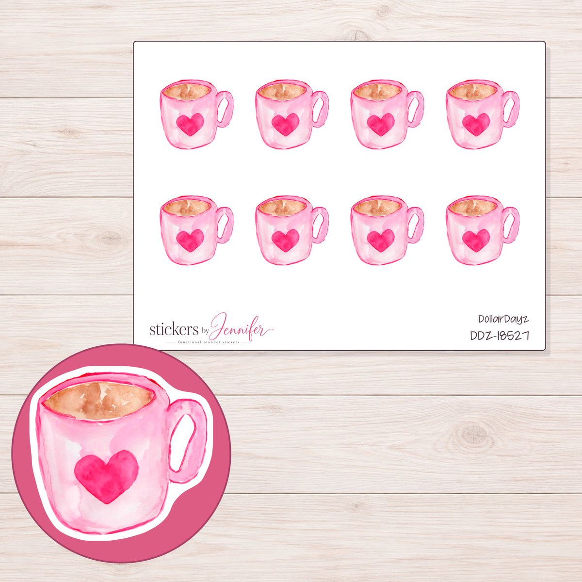 DDZ-18527 planner sticker sheet with enlarged sticker detail