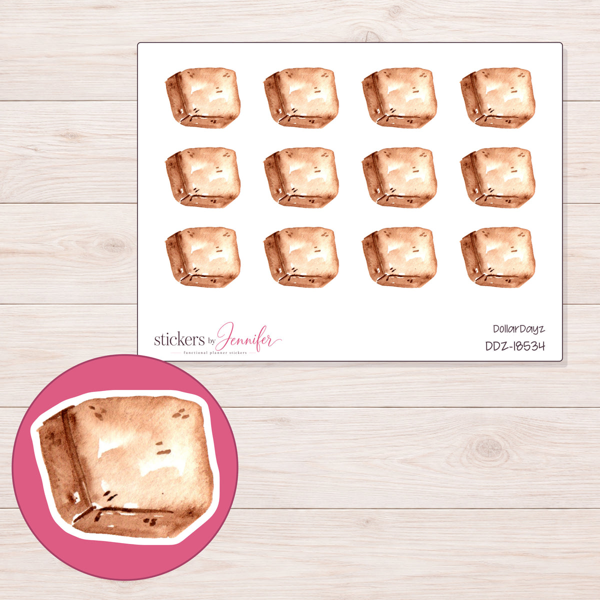 DDZ-18534 planner sticker sheet with enlarged sticker detail