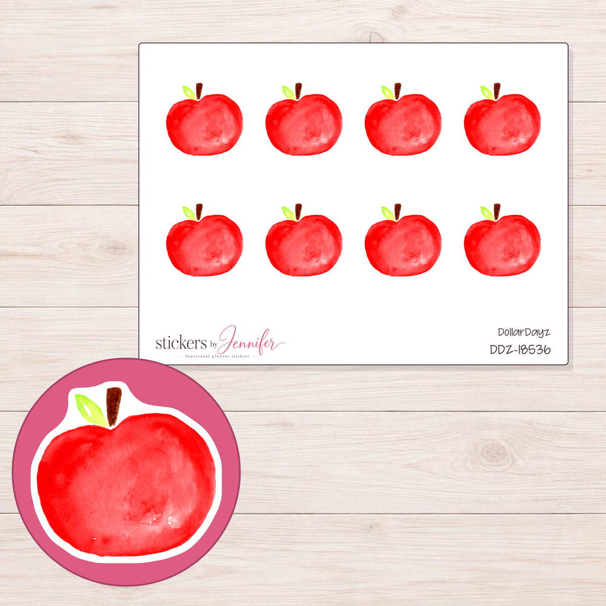 DDZ-18536 planner sticker sheet with enlarged sticker detail