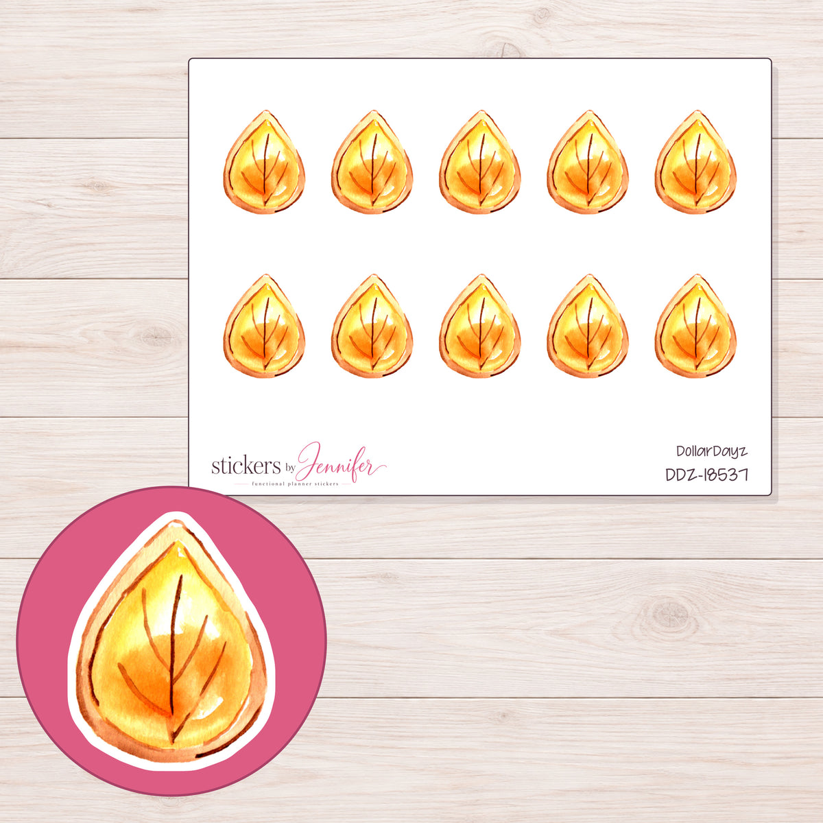 DDZ-18537 planner sticker sheet with enlarged sticker detail