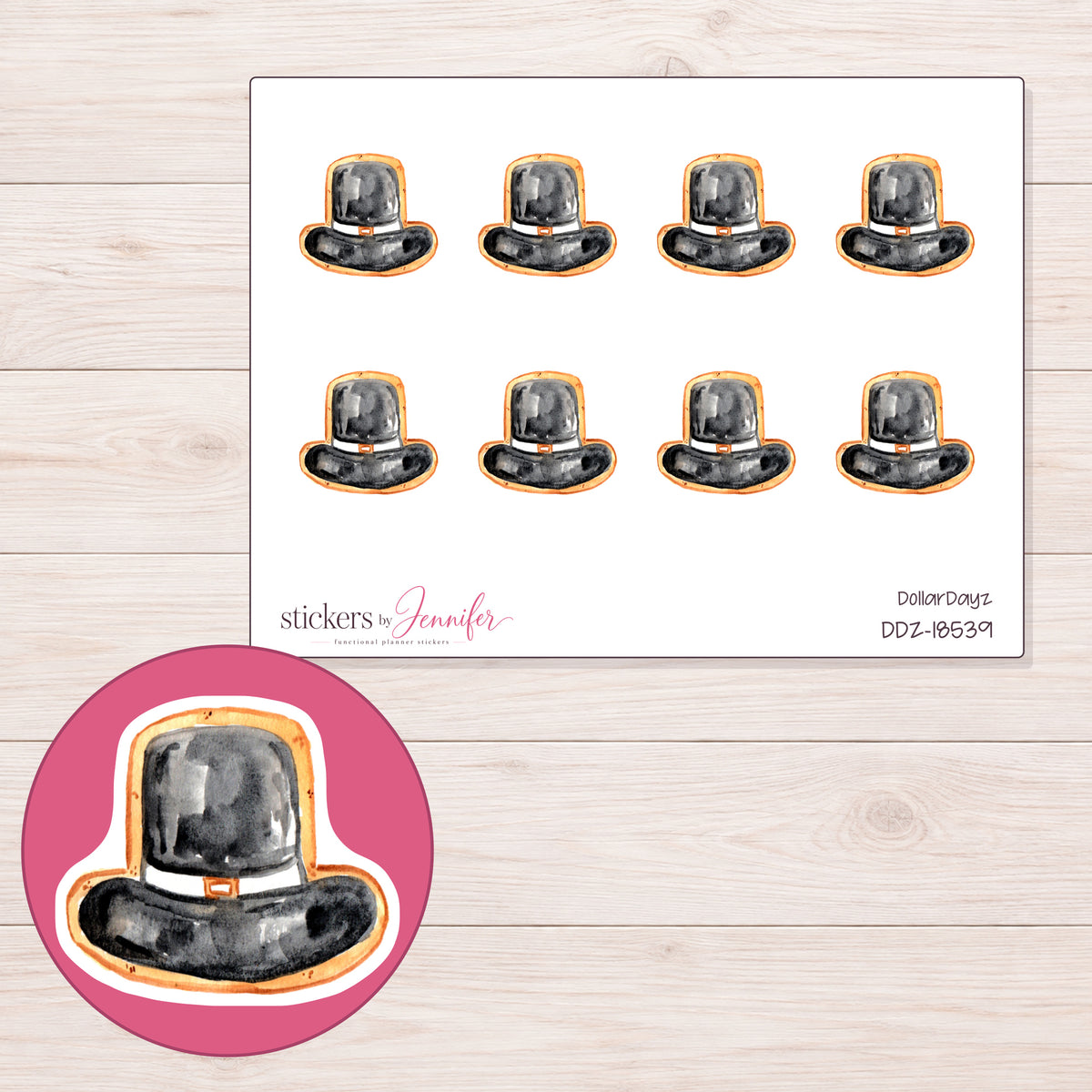 DDZ-18539 planner sticker sheet with enlarged sticker detail