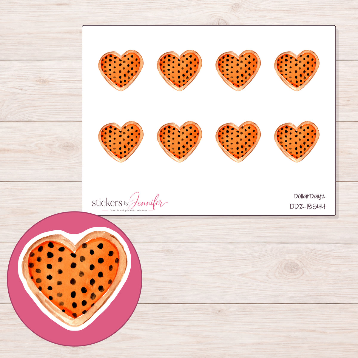 DDZ-18544 planner sticker sheet with enlarged sticker detail