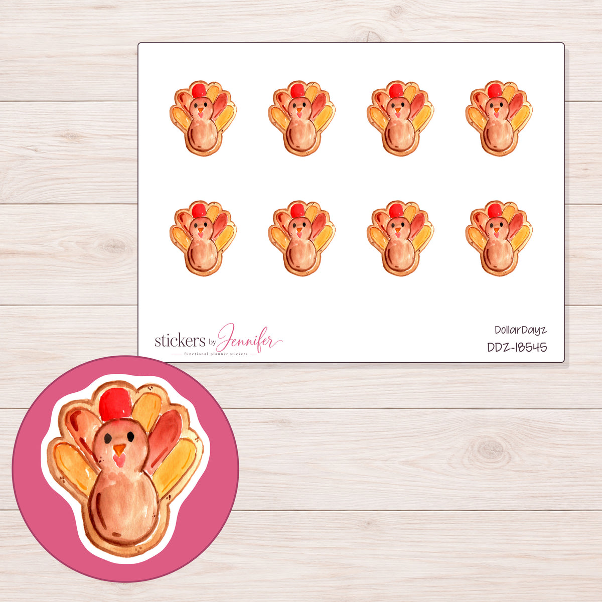 DDZ-18545 planner sticker sheet with enlarged sticker detail
