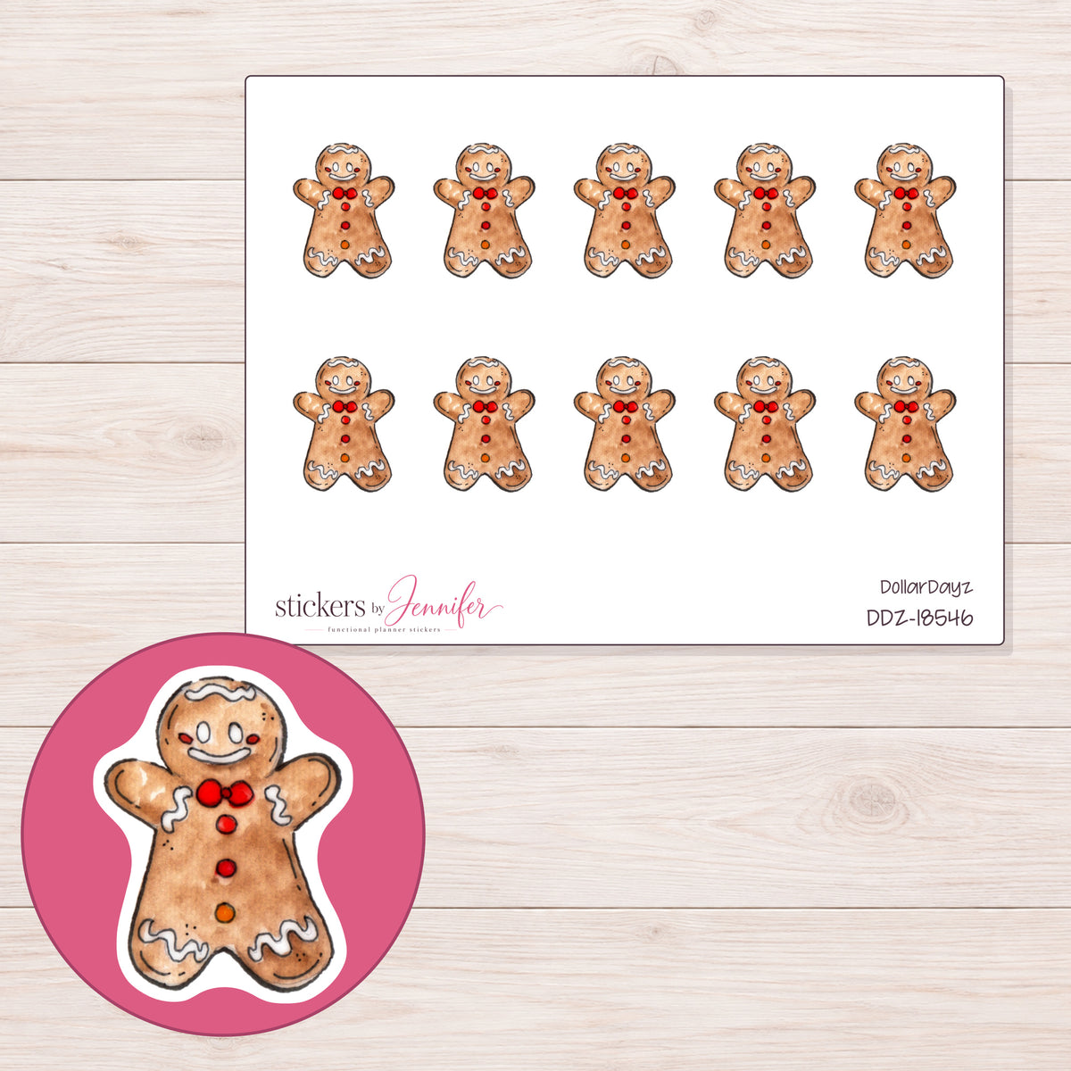 DDZ-18546 planner sticker sheet with enlarged sticker detail