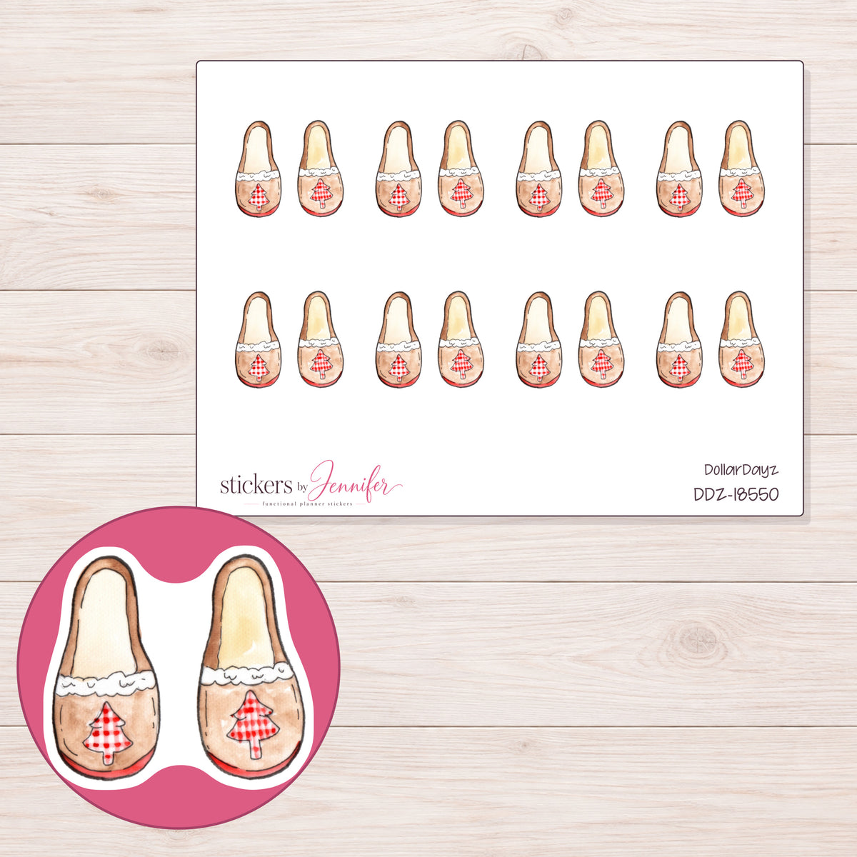 DDZ-18550 planner sticker sheet with enlarged sticker detail