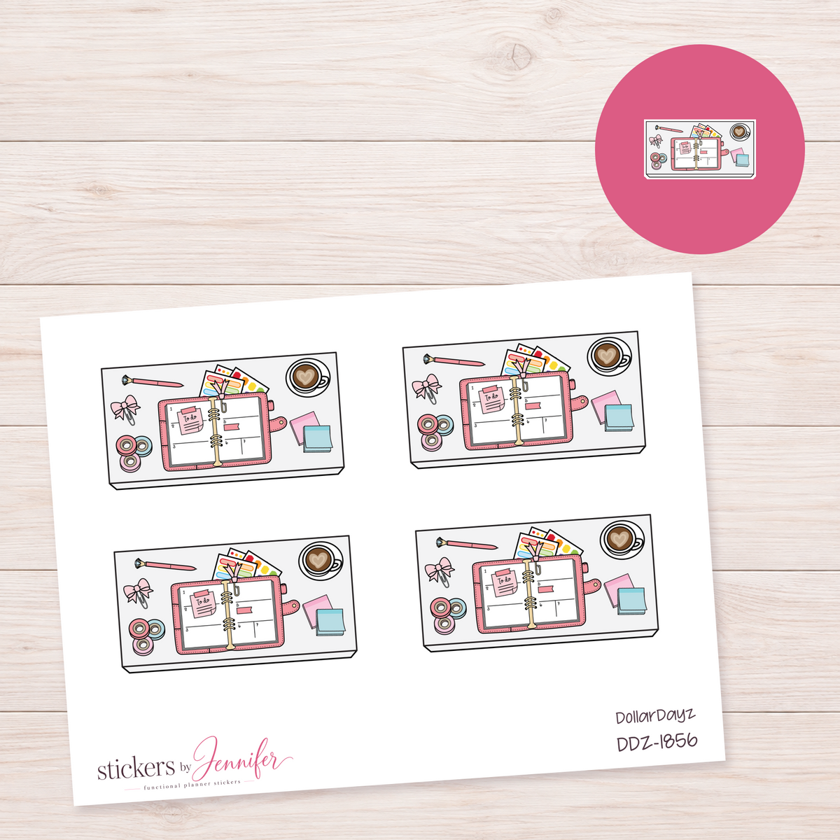 Pink Open Planner Workspace Planner Stickers | DDZ-1856