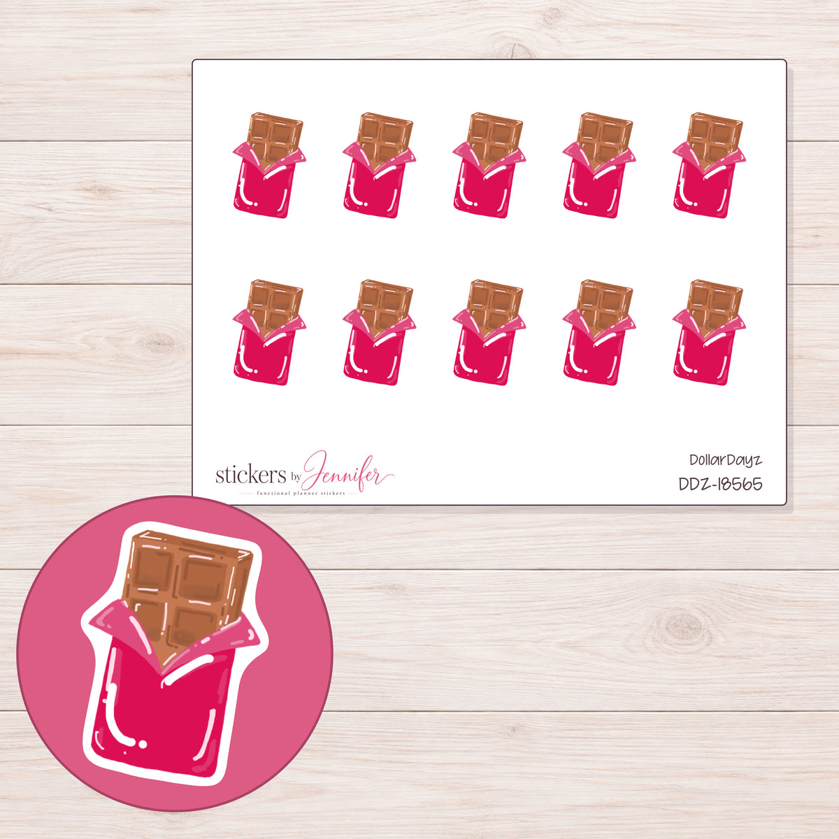 DDZ-18565 planner sticker sheet with enlarged sticker detail