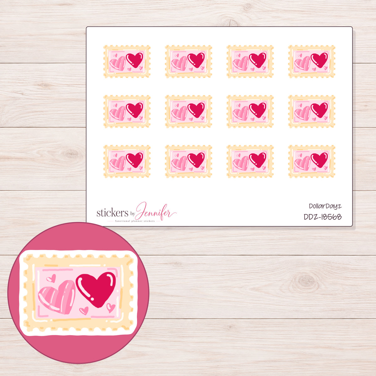 DDZ-18568 planner sticker sheet with enlarged sticker detail