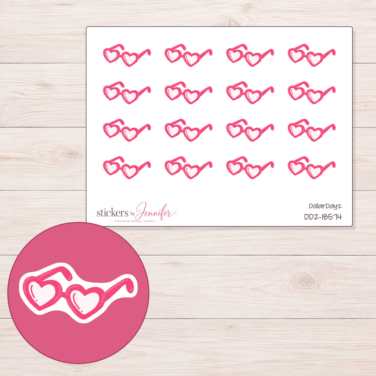 DDZ-18574 planner sticker sheet with enlarged sticker detail