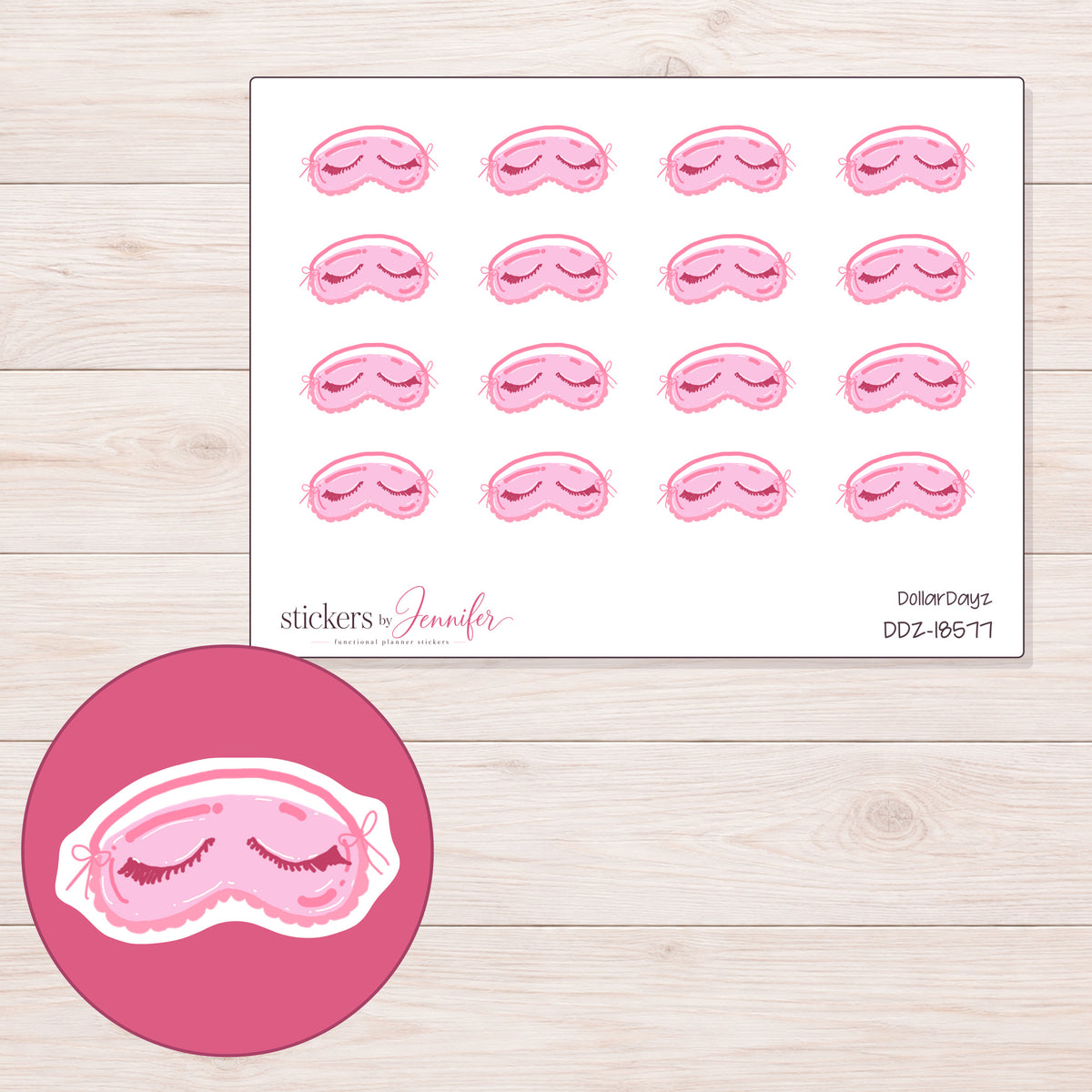 DDZ-18577 planner sticker sheet with enlarged sticker detail