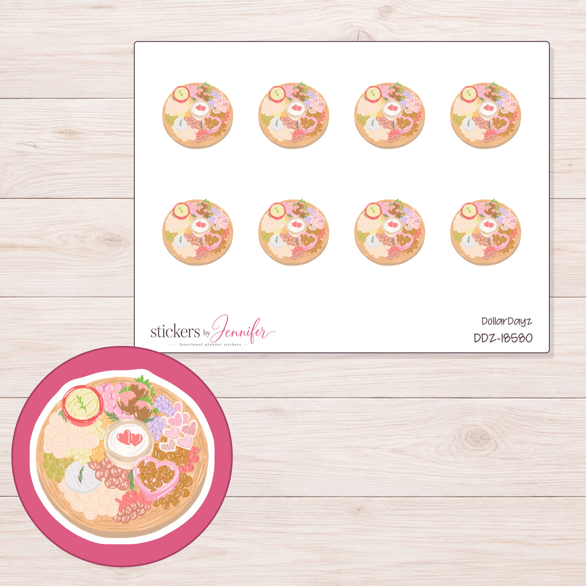 DDZ-18580 planner sticker sheet with enlarged sticker detail
