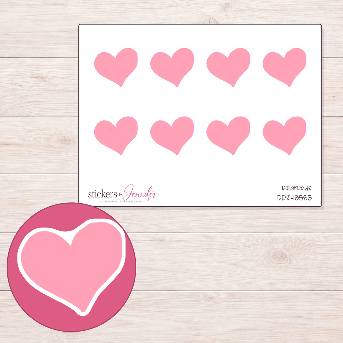 DDZ-18585 planner sticker sheet with enlarged sticker detail