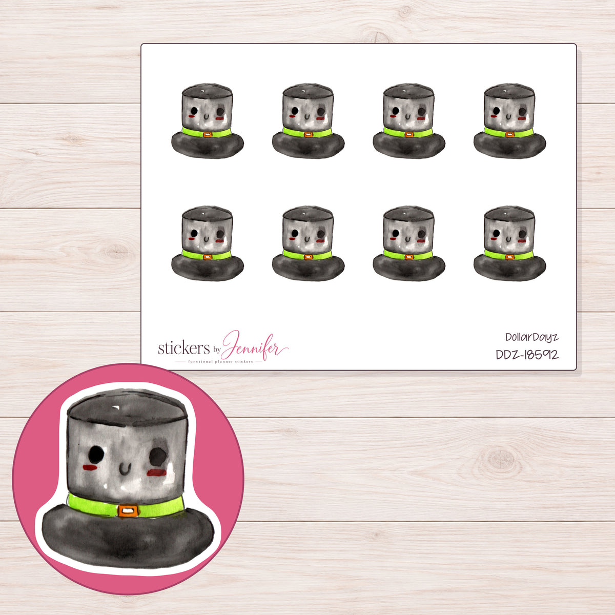 DDZ-18592 planner sticker sheet with enlarged sticker detail