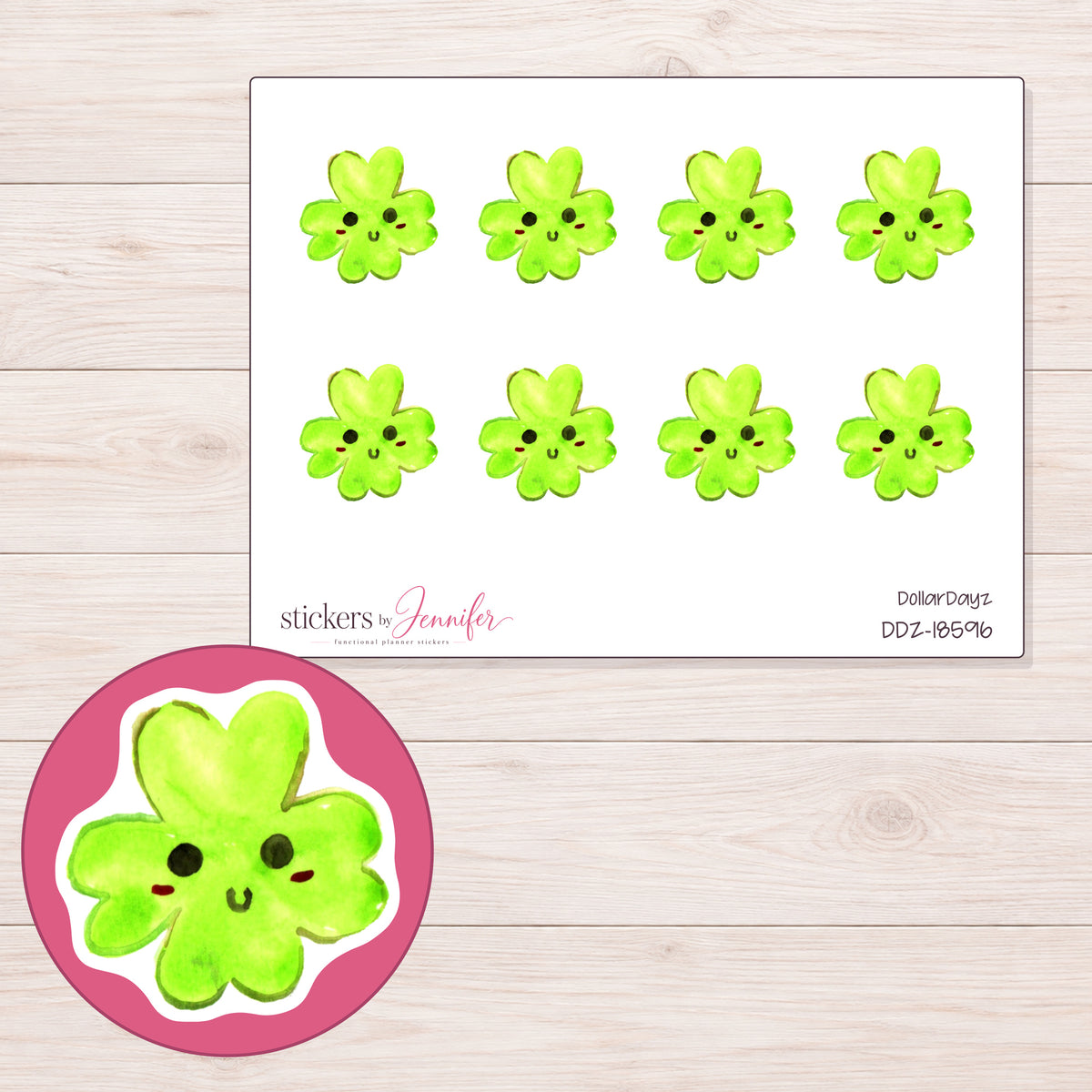 DDZ-18596 planner sticker sheet with enlarged sticker detail