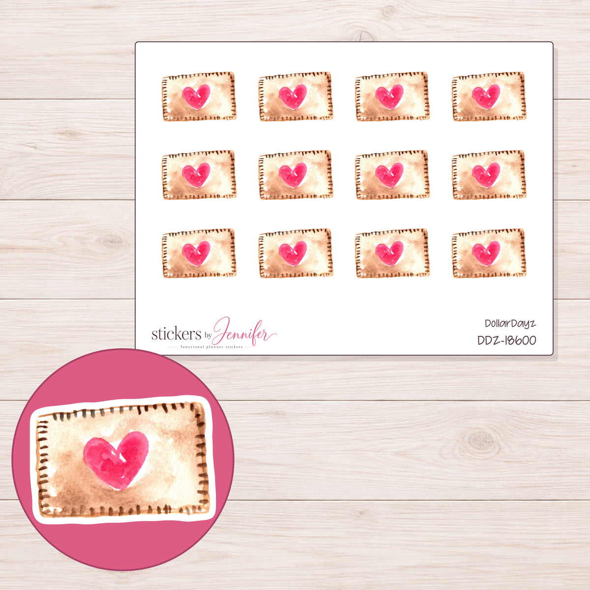 DDZ-18600 planner sticker sheet with enlarged sticker detail