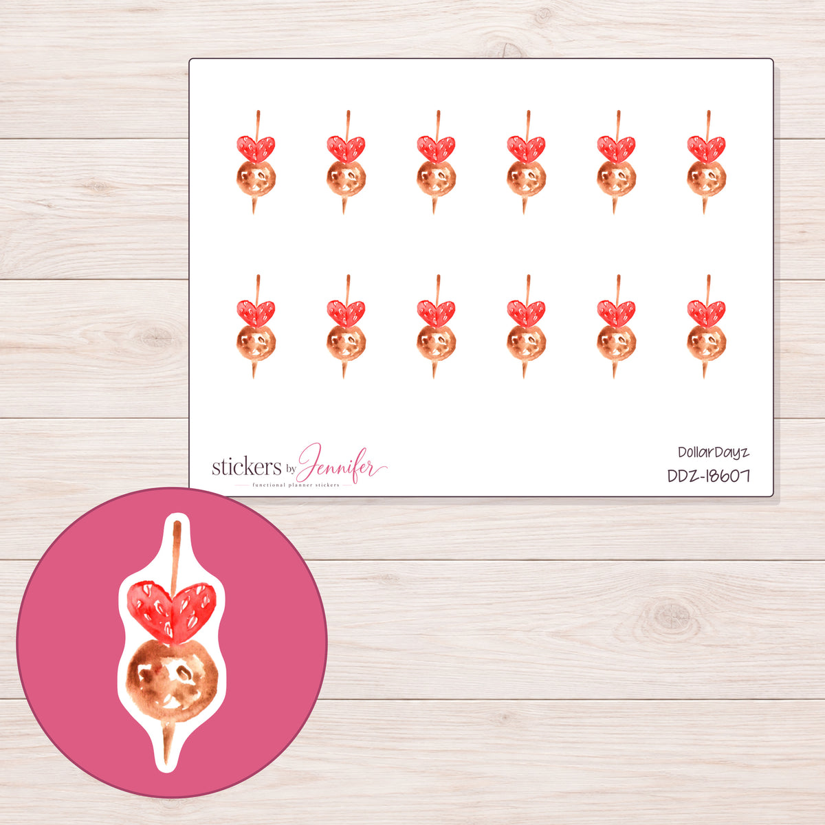 DDZ-18607 planner sticker sheet with enlarged sticker detail