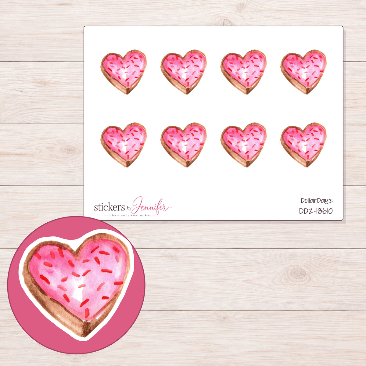 DDZ-18610 planner sticker sheet with enlarged sticker detail