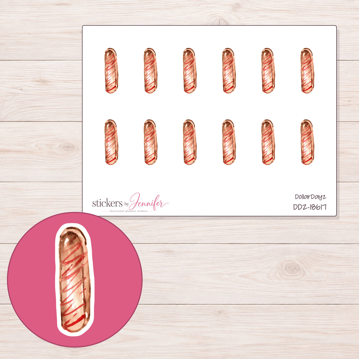 DDZ-18617 planner sticker sheet with enlarged sticker detail