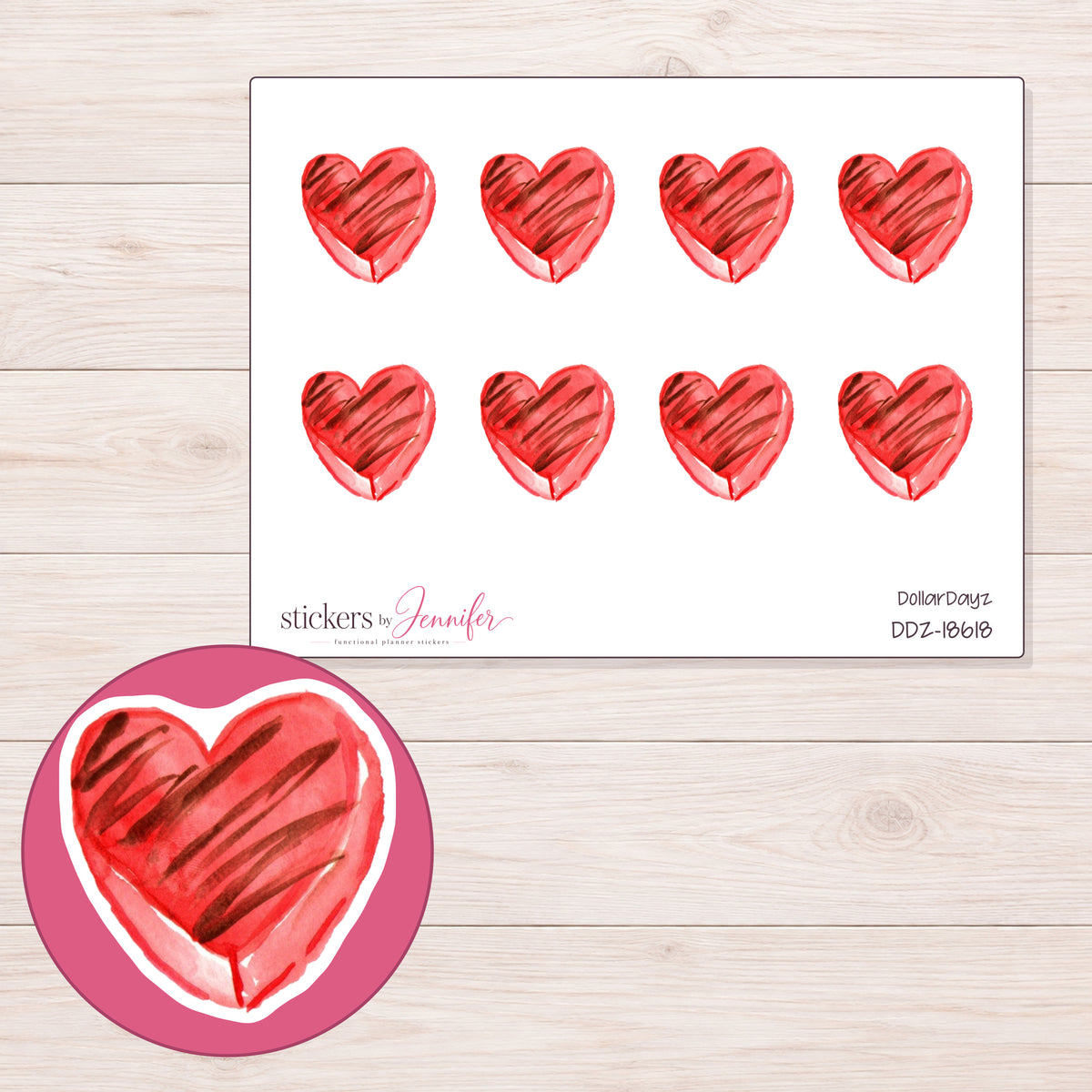 DDZ-18618 planner sticker sheet with enlarged sticker detail