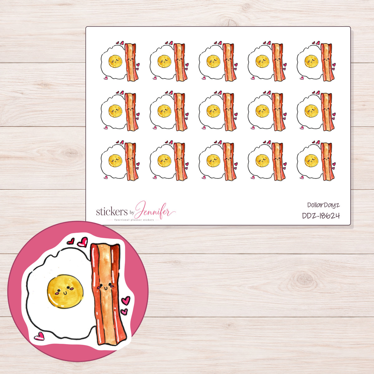 DDZ-18624 planner sticker sheet with enlarged sticker detail