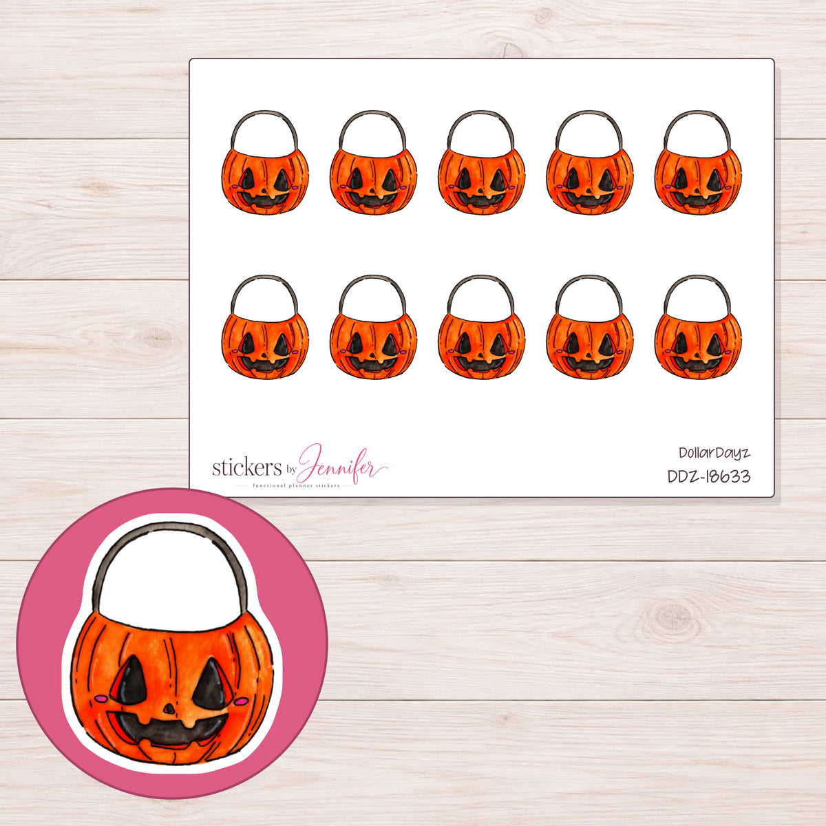DDZ-18633 planner sticker sheet with enlarged sticker detail