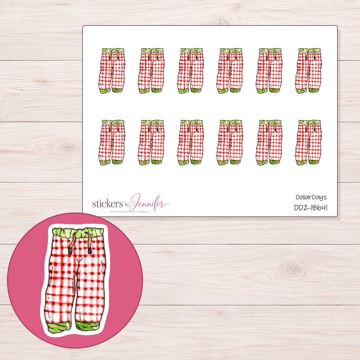 DDZ-18641 planner sticker sheet with enlarged sticker detail