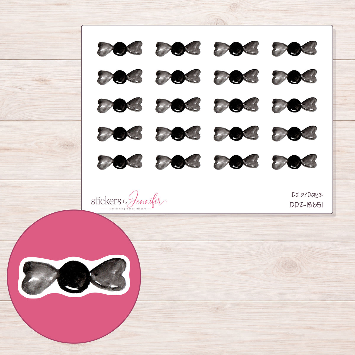 DDZ-18651 planner sticker sheet with enlarged sticker detail