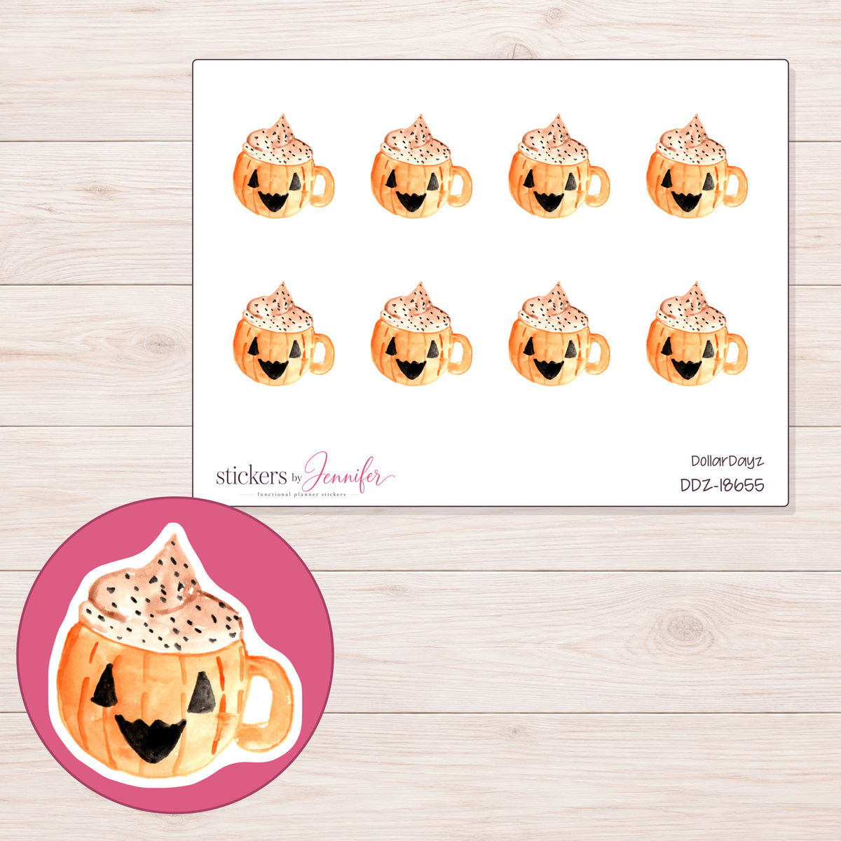 DDZ-18655 planner sticker sheet with enlarged sticker detail