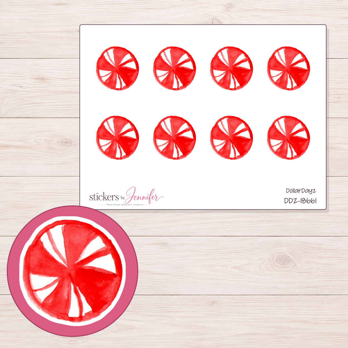 DDZ-18661 planner sticker sheet with enlarged sticker detail