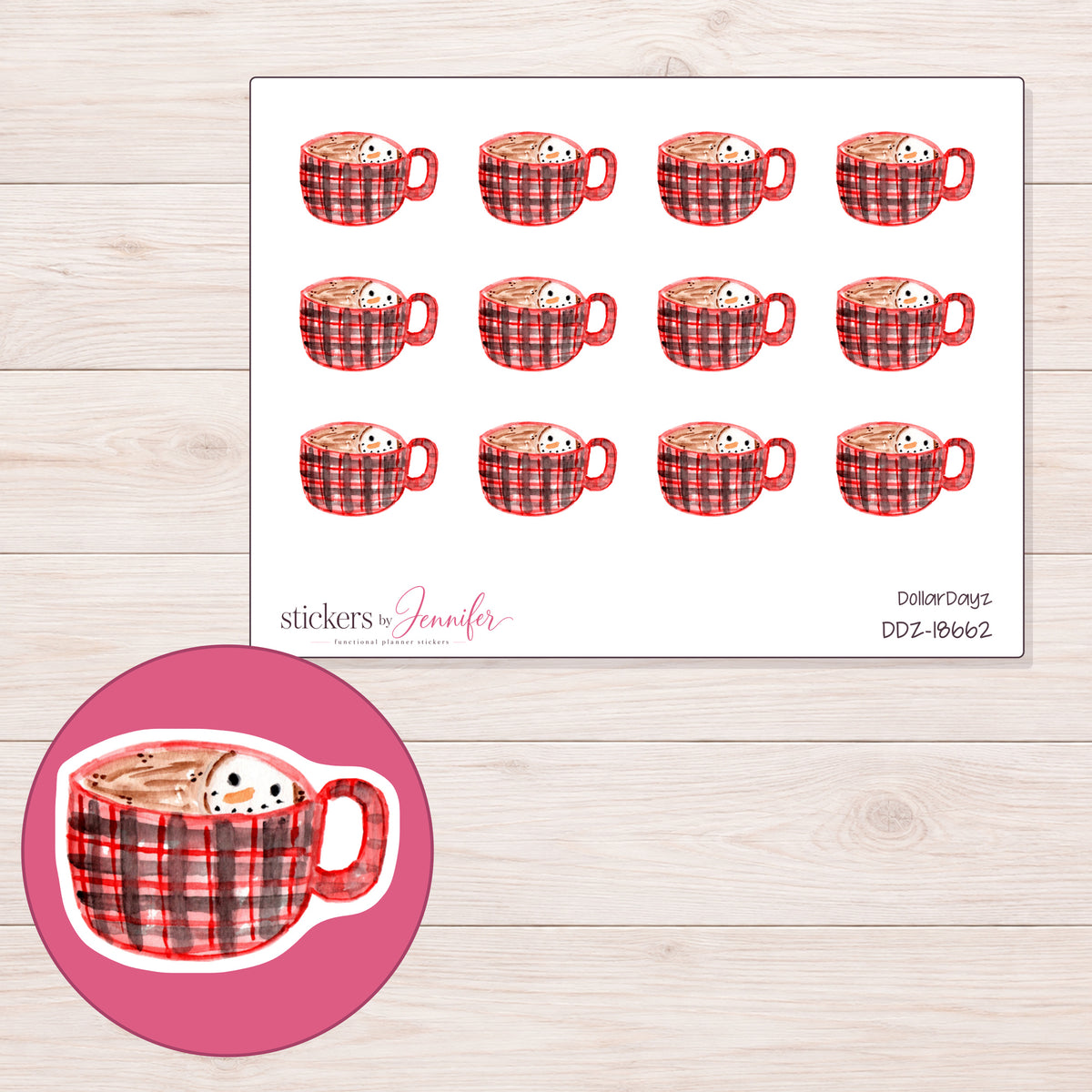 DDZ-18662 planner sticker sheet with enlarged sticker detail