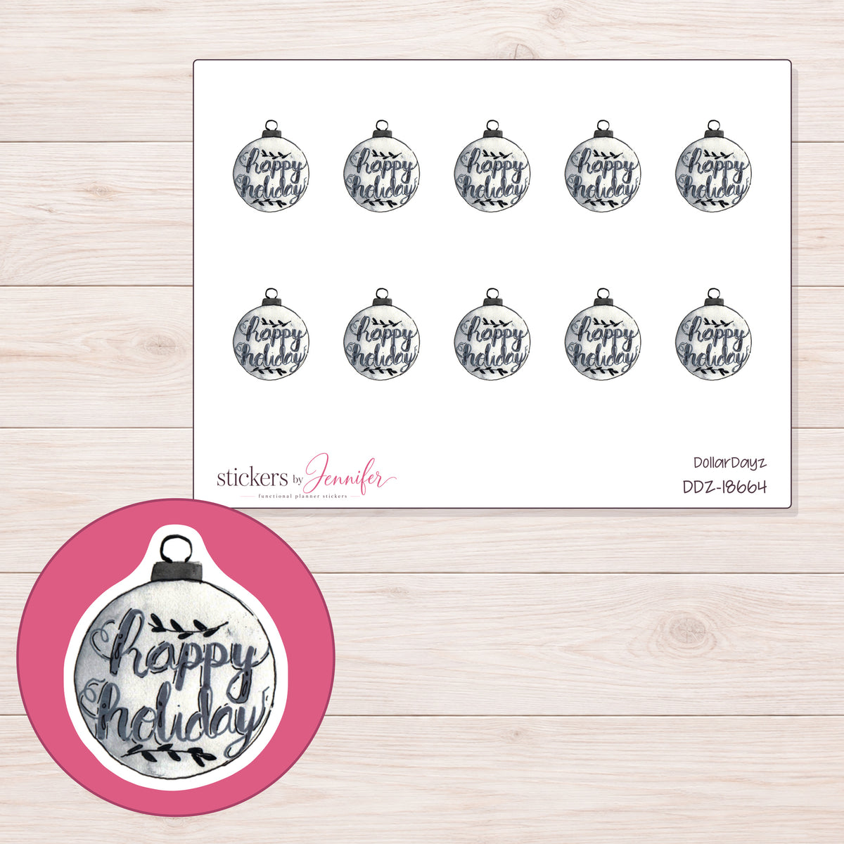 DDZ-18664 planner sticker sheet with enlarged sticker detail