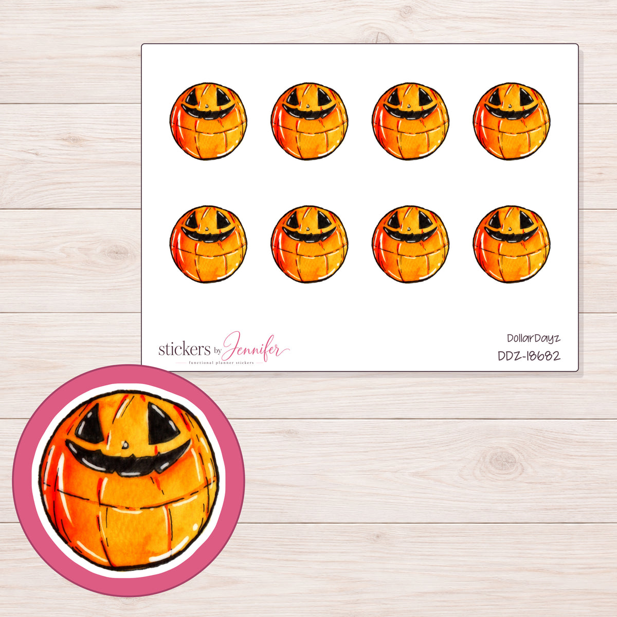 DDZ-18682 planner sticker sheet with enlarged sticker detail