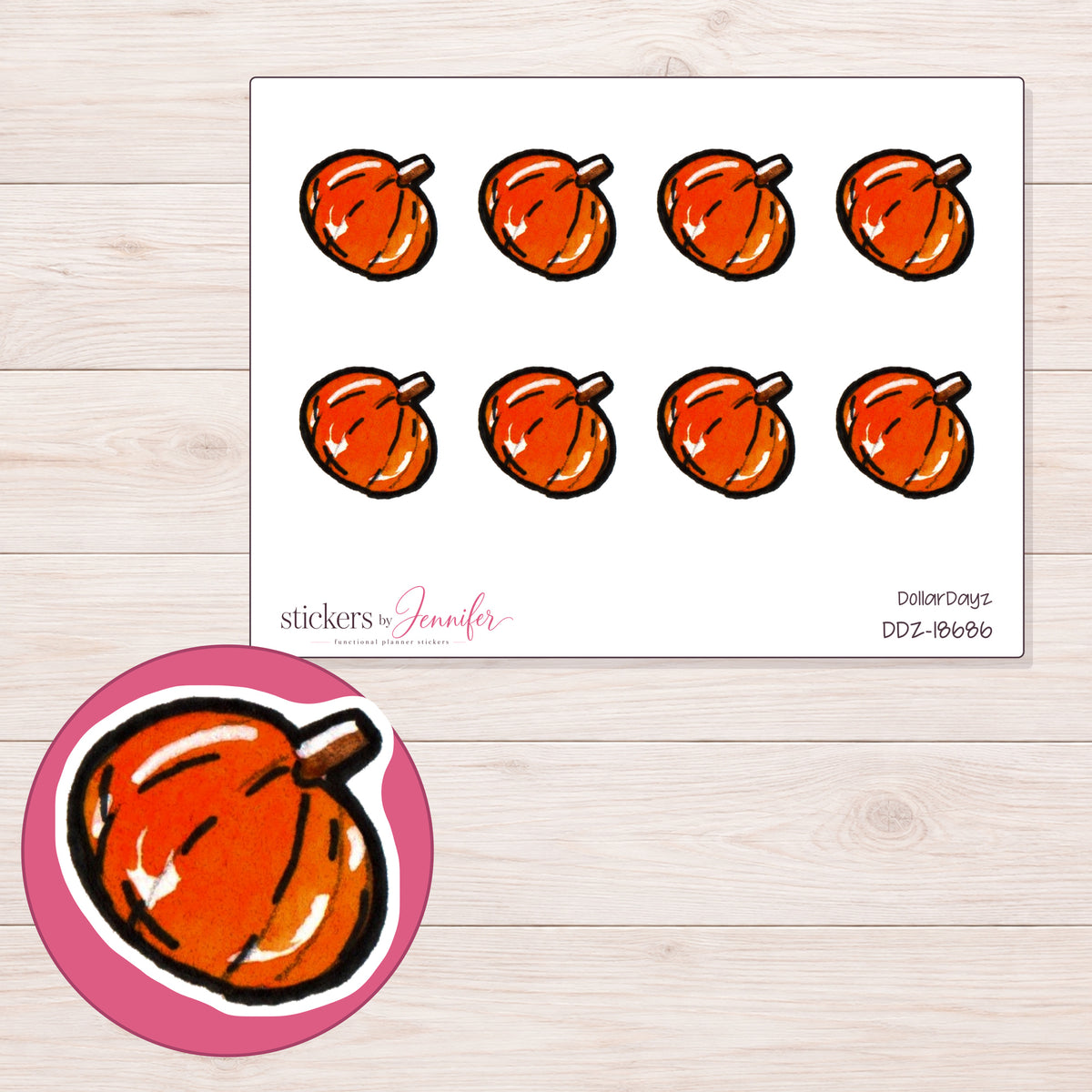 DDZ-18686 planner sticker sheet with enlarged sticker detail