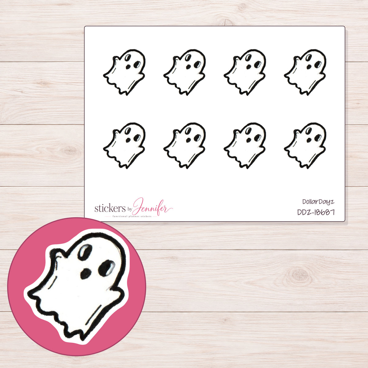 DDZ-18687 planner sticker sheet with enlarged sticker detail