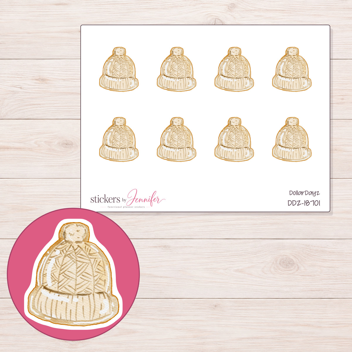 DDZ-18701 planner sticker sheet with enlarged sticker detail