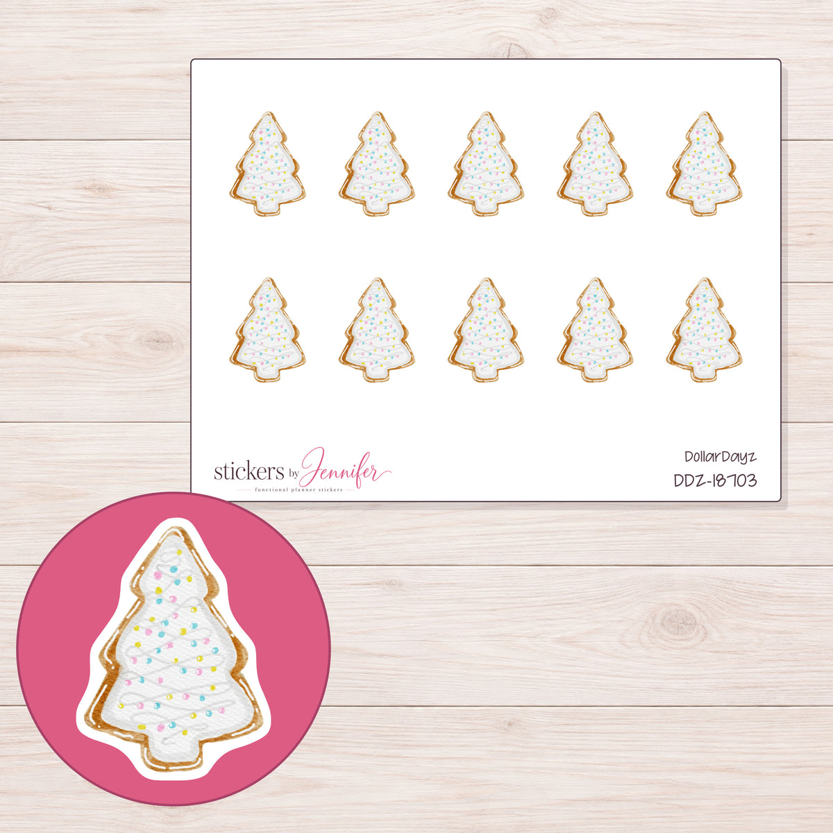 DDZ-18703 planner sticker sheet with enlarged sticker detail