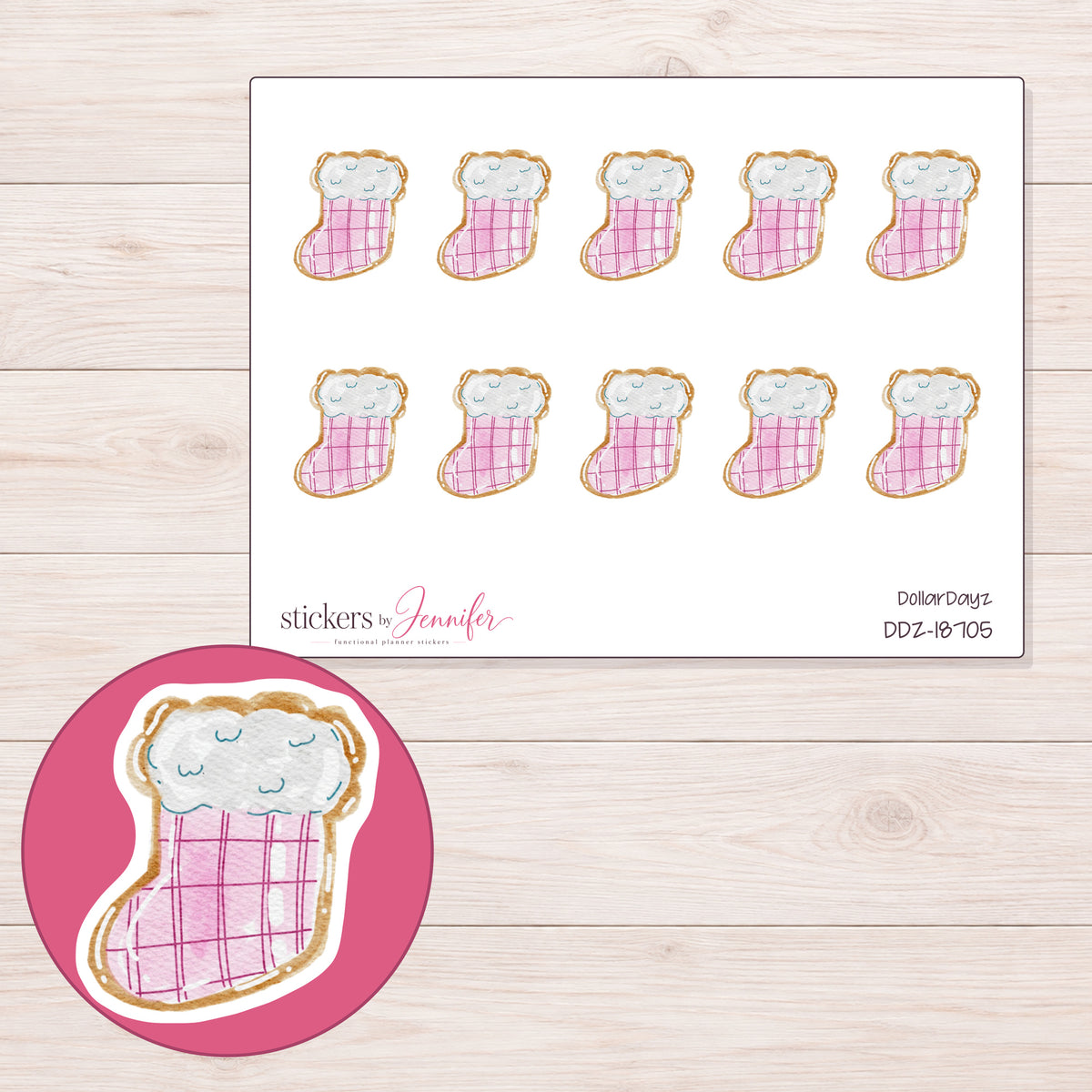 DDZ-18705 planner sticker sheet with enlarged sticker detail